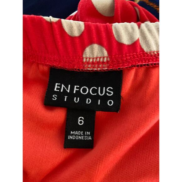 En Focus Studio Women's Maxi Dress Size 6 Red Tan Polka Dot Spaghetti Straps - Picture 8 of 8